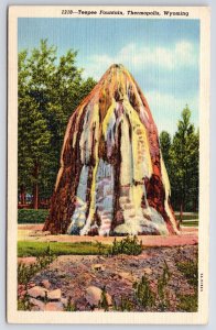 Thermopolis Wyoming~Teepee Fountain~Big Horn River Valley~1935 Linen Postcard