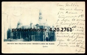 h3011-QUEBEC CITY Postcard 1904 Couvent des Franciscaines Missionnaires de Marie