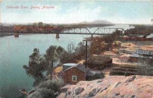 E1/ Yuma Arizona Az Postcard c1910 Colorado River Scene Bridge Buildings