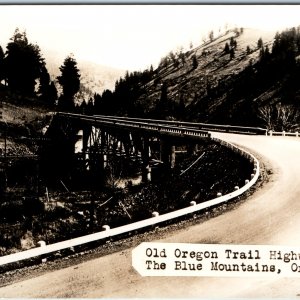 c1940s Ore. Old Oregon Trail RPPC Unknown Steel Bridge Blue Mountains Photo A211