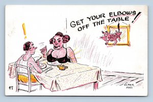 No Elbows On Table - Boobs OK -  Signed Elmer Anderson Comic UNP  Postcard K13