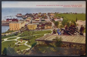 Mackinac Island, MI - Overlooking Marquette Park and Village from Old Fort -1911