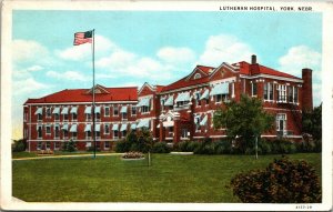 Vintage 1934 Lutheran Hospital Building York Nebraska NE Postcard