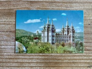 Mormon Temple, Salt Lake City, Utah, 1956, Canceled Stamp, Vintage Postcard