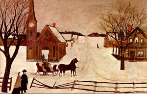 Maine Norway Sunday Winter Scene Circa 1860