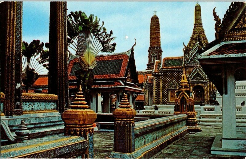 Thailand Bangkok Buddhist Temple WOB Japan Cancel Harry Braun Postcard Vintage 