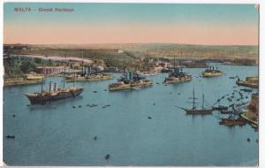Malta; Grand Harbour, Valetta PPC, Civil & Military Shipping, Unposted, c 1910's 