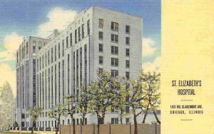 St Elizabeth's Hospital Claremont Avenue Chicago Illinois linen postcard