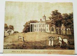 Mount Vernon by William Birch 1801 George Washington Plantation Postcard F11