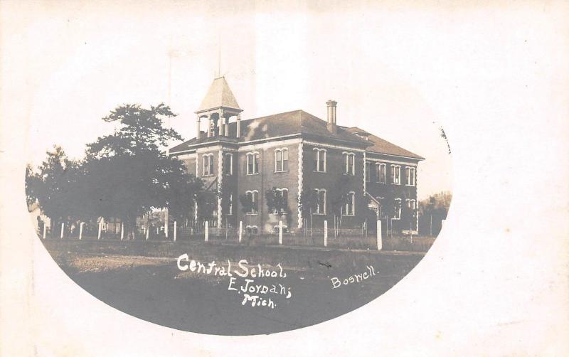 Michigan MI Real Photo RPPC Postcard c1910 EAST JORDAN Central School Building