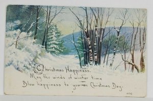 Christmas Greetings Happiness Snow Scene 1916 Jamaica Plain Boston Postcard S8