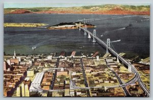 Vintage San Francisco California Postcard - Oakland Bay Bridge