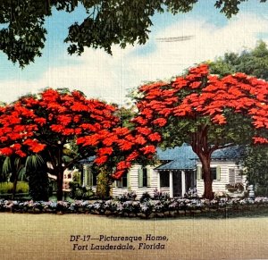 Fort Lauderdale Florida Postcard Picturesque Home Gardens c1930s PCBG9A
