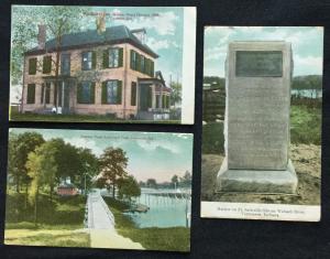 Postcard (3) Linen Unused Monument Home  Park Vincennes IN LB