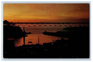 Vintage Sunset Over Noyo Harbor On The Mendocino Coast Of Cali.   Postcard P145E