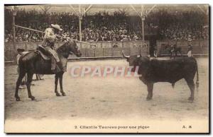 Old Postcard Bullfight Bullfight Citing the bull for a picnic
