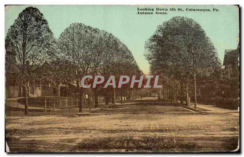 Postcard Looking Down Old St Catasauqua Pa Autumn Scene