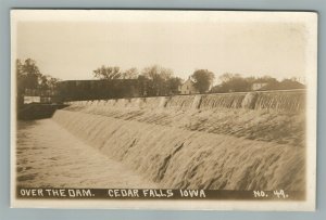 CEDAR FALLS IA OVER THE DAM ANTIQUE REAL PHOTO POSTCARD RPPC