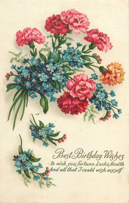 Postcard Greetings flowers bouquet birthday