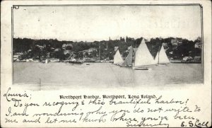 Northport Long Island New York NY Harbor Sailboats Private Mailing Card c1900