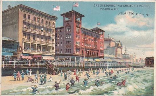 New Jersey Atlantic City Greene's Dunlop and Chalfonte Hotels On The Boardwalk