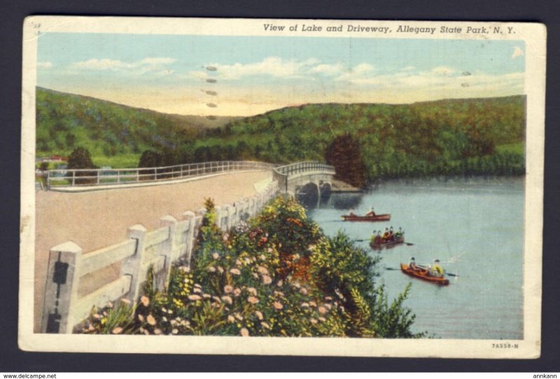 View of Lake & Driveway, Allegany State Park, N.Y. - posted 1941