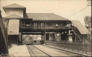 Hyde Park Massachusetts MA Railroad Train Station Depot Vintage c1910 RPPC PC