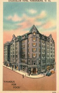 Vintage Postcard 1930's Chancellor Hotel Famous For Food Parkersburg WV 220 Room
