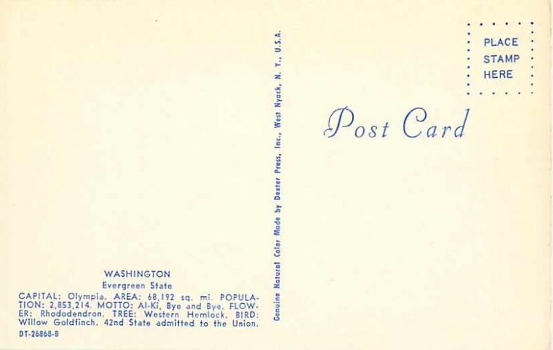 Blue Greetings from Washington, WA, Map Card, Chrome