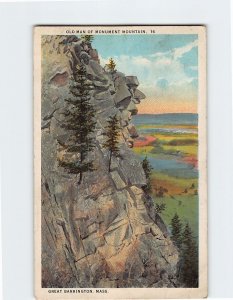 Postcard Old Man Of Monument Mountain Great Barrington Massachusetts USA