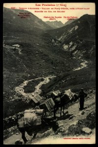 France/Spain Chemin D'Andorre Postcard Mule Train crossing pass in the PYRENEESE