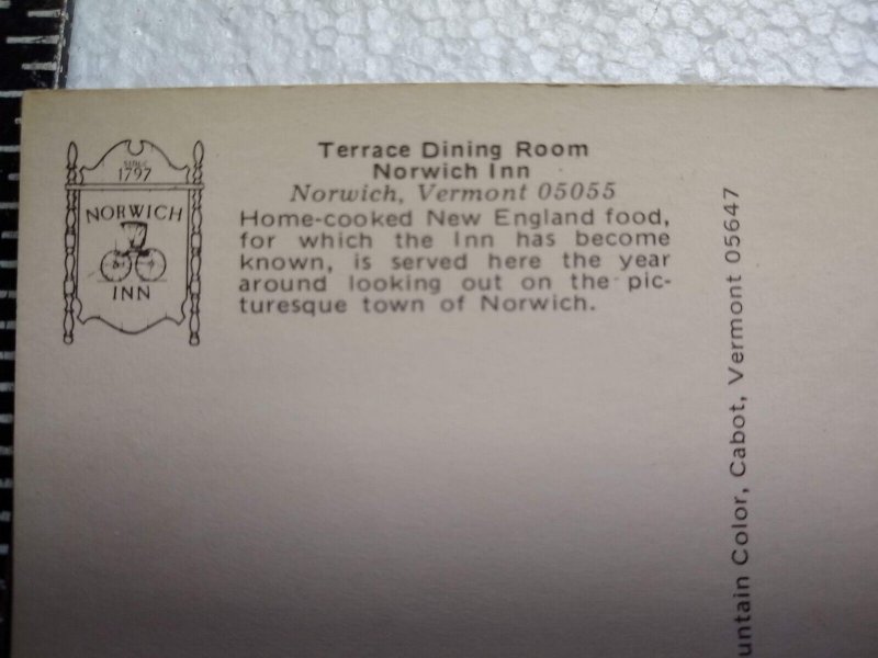 Postcard - Terrace Dining Room, Norwich Inn - Norwich, Vermont