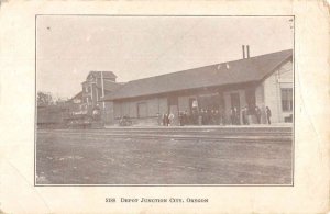 Junction City Oregon Railroad Depot Exterior Antique Postcard KK1170 