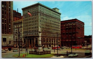 Vtg Youngstown Ohio OH Central Square Downtown City View 1960s Postcard