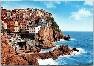 1950's Cinque Terre Manarola Italy Panorama Italy Buildings Posted Postcard