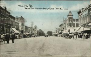 North Manchester IN Main St. c1910 Postcard