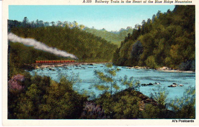 Railway Train in the Heart of the Blue Ridge Mountains, Unposted Postcard (A10)