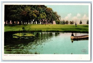 c1905's Country Club Grounds Charleston South Carolina SC Man Canoeing Postcard 