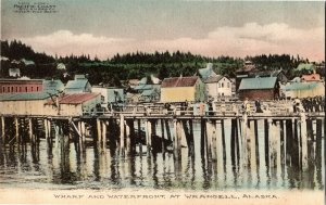 Wharf and Waterfront at Wrangell AK Vintage Postcard W34