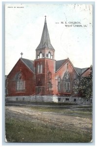 1908 Methodical Episcopal Church Building Dirt Road West Union Iowa IA Postcard