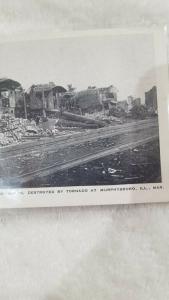 Murphysboro, IL Illinois 1925 Postcard Tornado Disaster, Locomotives Train