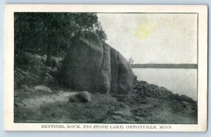 1940 Ortonville Minnesota MN Vintage Postcard Sentinel Rock Big Stone Lake Rocks