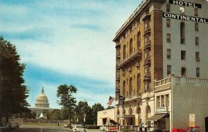 Washington, D.C.   HOTEL CONTINENTAL~Capitol Dome View  50's Cars   Postcard