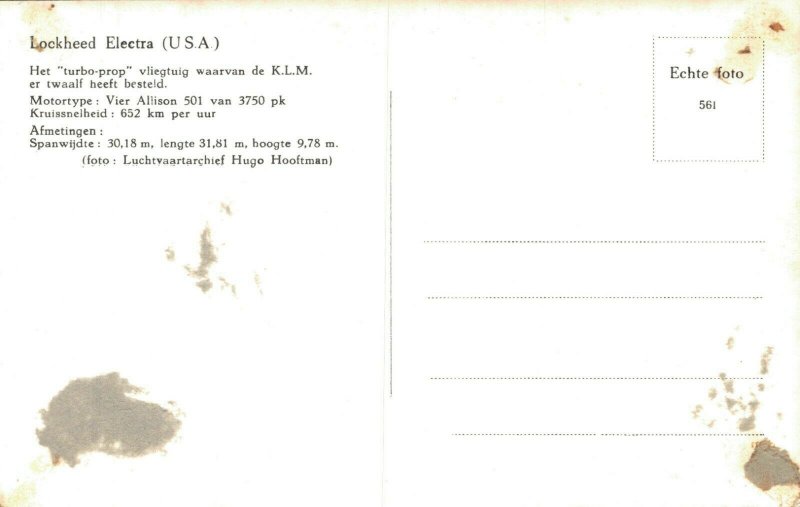 Aviation Lockheed Electra USA KLM Aircraft RPPC 03.54