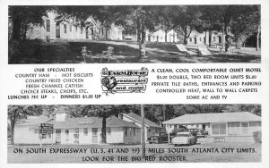 THE FARM HOUSE RESTAURANT & MOTEL ATLANTA GEORGIA US 41 & 19 POSTCARD (c. 1940s)