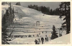 RPPC Highway 40 Near Donner Summit, CA Skiing 1948 Vintage Photo Postcard