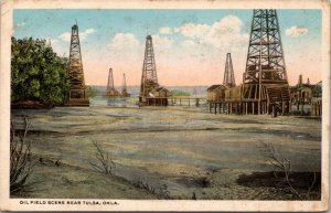 Postcard OK - Oil Field Scene Near Tulsa