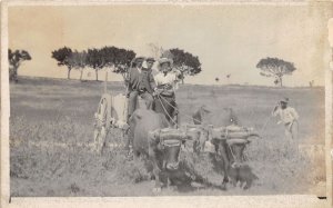 J37/ Matanzas Cuba Foreign RPPC Postcard c1910 Ox-Drawn Wagon People 88