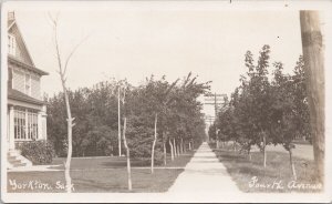 Yorkton SK Fourth Avenue Sidewalk Residential Area Real Photo Postcard H29