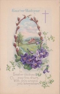 Easter Galdness Landscape Scene and Purple Flowers